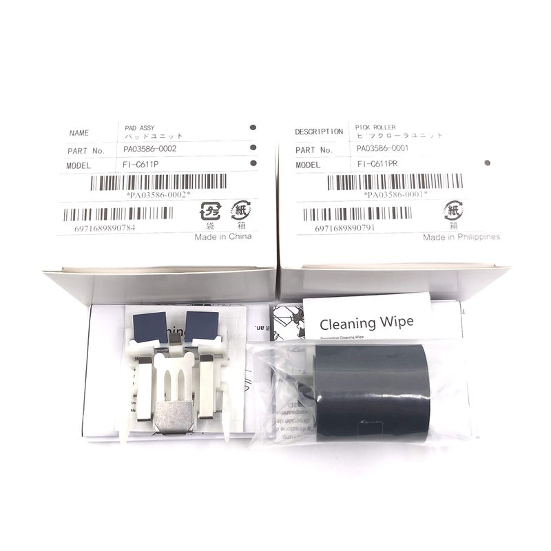 OKLILI مجموعة واحدة X PA03586-0001 PA03586-0002 مجموعة استهلاكية لأسطوانة الالتقاط + مجموعة وسادة التجميع وسادة فصل أسطوانة الالتقاط متوافقة مع Fujitsu S1500 S1500M fi-6110 N1800 - Image 1